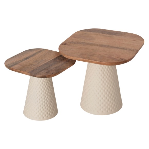 ΤΡΑΠΕΖΙA ΣΑΛΟΝΙΟΥ 2ΤΜΧ FB99924 ΜΕΤΑΛ.ΒΑΣΗ ΕΚΡΟΥ-ΤΕΤΡΑΓΩΝΟ TOP MANGO 48x48x43 εκ. & 40x40x38 εκ.