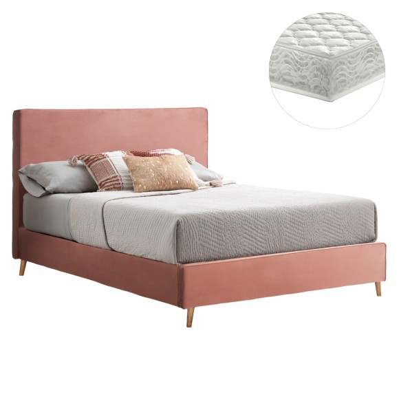 ΚΡΕΒΑΤΙ ΜΕ ΣΤΡΩΜΑ FB921280.03 ΣΑΠΙΟ ΜΗΛΟ ΒΕΛΟΥΔΟ--ΓΙΑ 160x200εκ