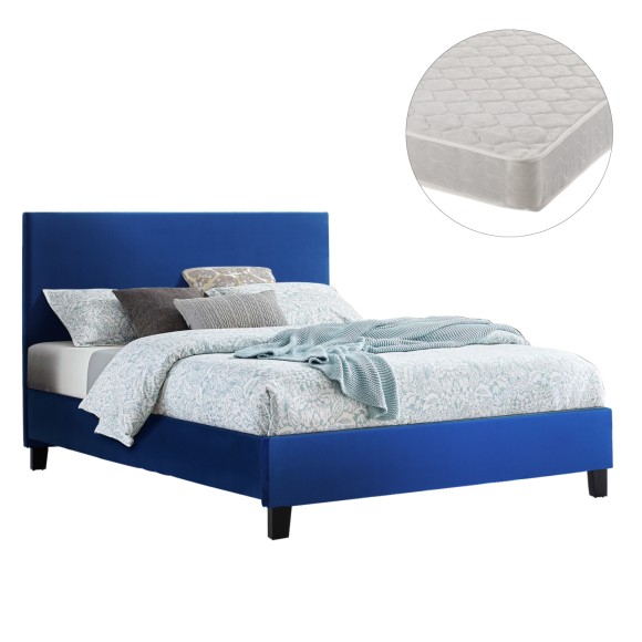 ΚΡΕΒΑΤΙ ΜΕ ΣΤΡΩΜΑ FB921283.07 ΜΠΛΕ ΒΕΛΟΥΔΟ--ΓΙΑ 150x200εκ