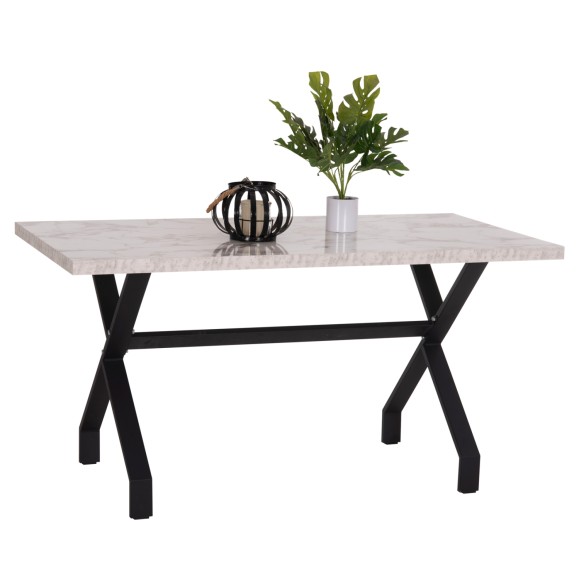 ΤΡΑΠΕΖΙ ΚΟΥΖΙΝΑΣ FB918221.01 ΜΕΛΑΜΙΝΗ ΛΕΥΚΟ ΜΑΡΜΑΡΟ-ΜΑΥΡΑ ΜΕΤΑΛ.ΠΟΔΙΑ 140x70x72Υεκ