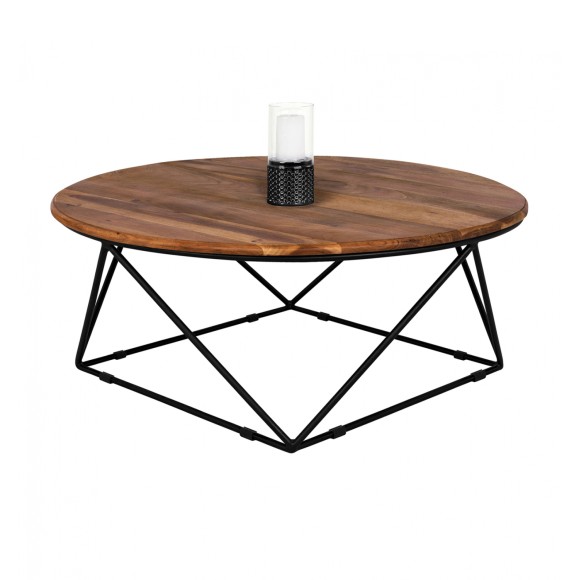 ΤΡΑΠΕΖΙ ΣΑΛΟΝΙΟΥ FB98201.11 ΑΠΟ ΜΑΣΙΦ ΞΥΛΟ ΑΚΑΚΙΑΣ Φ90X36,5Υεκ.