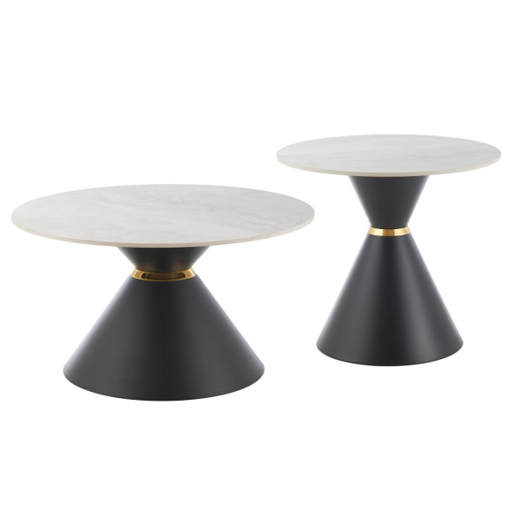 ΤΡΑΠΕΖΙΑ ΣΑΛΟΝΙΟΥ FB918267.03 ΚΕΡΑΜΙΚΑ TOP ΟΨΗ ΓΚΡΙ ΜΑΡΜΑΡΟ Φ60εκ & Φ80εκ