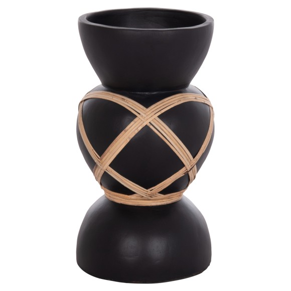 ΔΙΑΚΟΣΜΗΤΙΚΟ ΒΑΖΟ ΔΑΠΕΔΟΥ FB94672.01S TERRACOTTA ΜΑΥΡΟ-RATTAN Φ27.5x50Υ