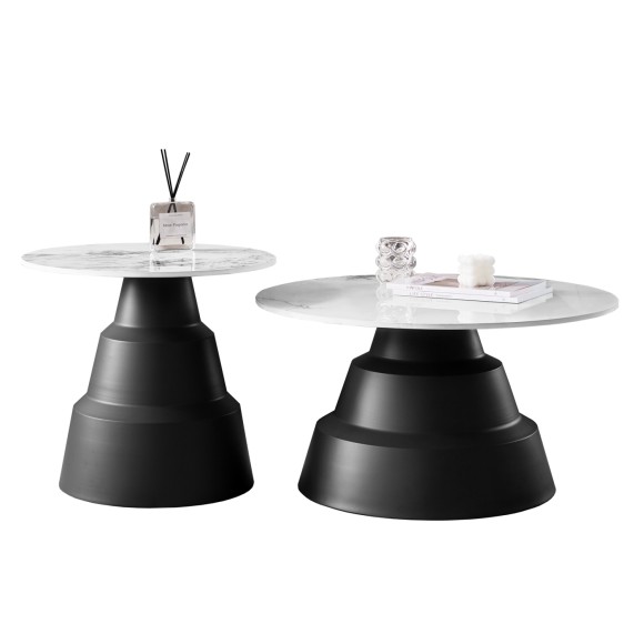 ΣΕΤ 2 ΤΡΑΠΕΖΙΑ ΣΑΛΟΝΙΟΥ FB918306.02 SINTERED STONE TOP- SNOW WHITE ΧΡΩΜΑ Φ50 & Φ70