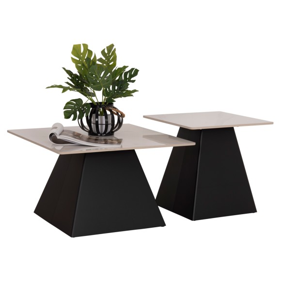 ΣΕΤ 2 ΤΡΑΠΕΖΙΑ ΣΑΛΟΝΙΟΥ FB918311.02 SINTERED STONE ΤΕΤΡΑΓΩΝΟ--ΒΑΣΕΙΣ ΜΑΥΡΕΣ