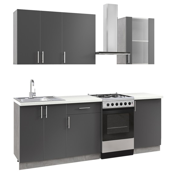 ΣΥΝΘΕΣΗ ΚΟΥΖΙΝΑΣ ΜΕΛΑΜΙΝΗ ΓΚΡΙ ΑΝΘΡΑΚΙ ΛΕΥΚΟ HPL 160x47x84,8Υεκ.FB92468.01