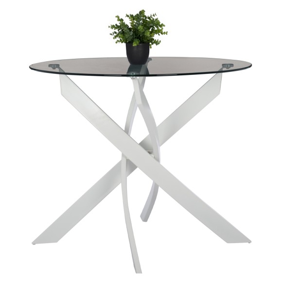 ΤΡΑΠΕΖΙ ΚΟΥΖΙΝΑΣ ΣΤΡΟΓΓΥΛΟ FB98499.13 ΛΕΥΚΑ ΜΕΤΑΛ.ΠΟΔΙΑ Φ90x75Yεκ.