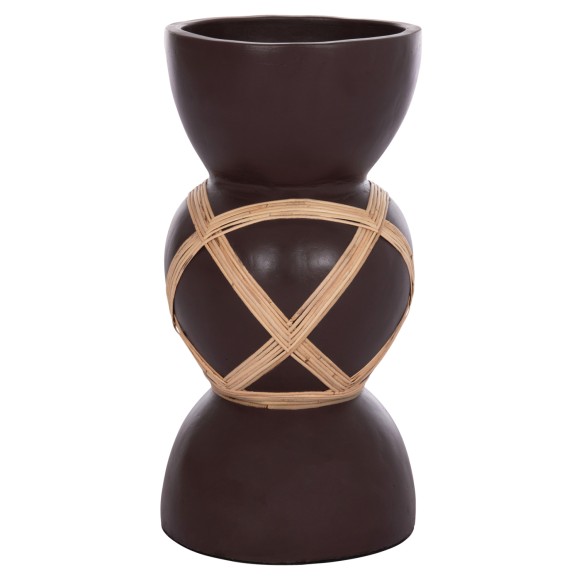 ΔΙΑΚΟΣΜΗΤΙΚΟ ΒΑΖΟ ΔΑΠΕΔΟΥ FB94672.07L TERRACOTTA ΣΟΚΟΛΑΤΙ-RATTAN Φ32x62.5Υεκ