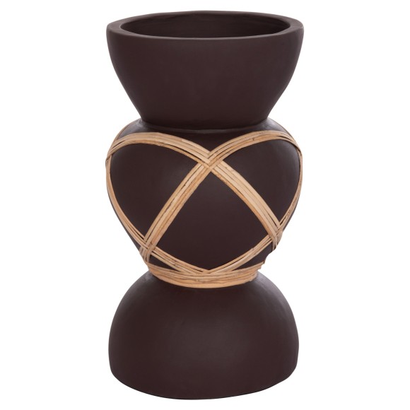 ΔΙΑΚΟΣΜΗΤΙΚΟ ΒΑΖΟ ΔΑΠΕΔΟΥ FB94672.07S TERRACOTTA ΣΟΚΟΛΑΤΙ-RATTAN Φ27.5x50Υεκ