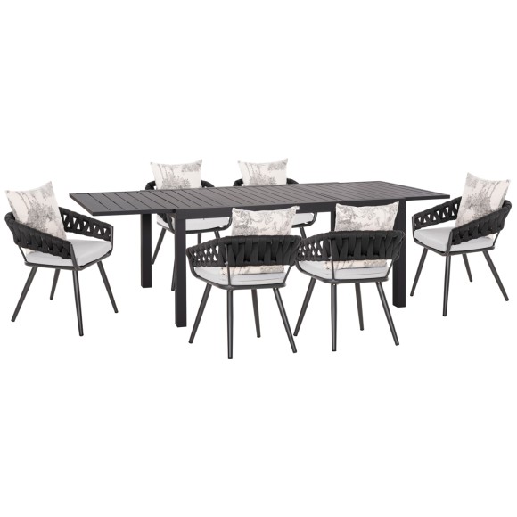 ΣΕΤ ΤΡΑΠΕΖΑΡΙΑΣ ΕΞ.ΧΩΡΟΥ 7ΤΜΧ FB921155 ΣΚΟΥΡΟ ΓΚΡΙ ΑΛΟΥΜΙΝΙΟ-P.E.RATTAN