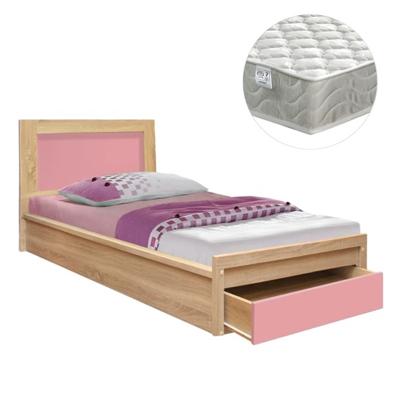 ΚΡΕΒΑΤΙ ΠΑΙΔΙΚΟ ΜΕ ΣΥΡΤΑΡΙ FB921326.01 ΜΕΛΑΜΙΝΗ SONAMA/ΡΟΖ--ΜΕ ΣΤΡΩΜΑ 90x190εκ