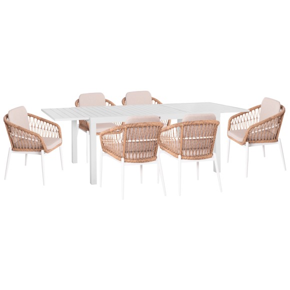 ΣΕΤ ΤΡΑΠΕΖΑΡΙΑΣ ΕΞ.ΧΩΡΟΥ 7ΤΜΧ FB921149 ΛΕΥΚΟ ΑΛΟΥΜΙΝΙΟ--P.E.RATTAN