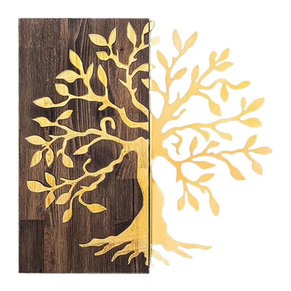 ΔΙΑΚΟΣΜΗΤΙΚΟ ΤΟΙΧΟΥ ΔΕΝΤΡΟ FB94751-ΦΥΛΛΑ ΜΕΤΑΛΛΟΥ ΧΡΥΣΑ-ΞΥΛΟ 58x3(βάθος)x58Υεκ.
