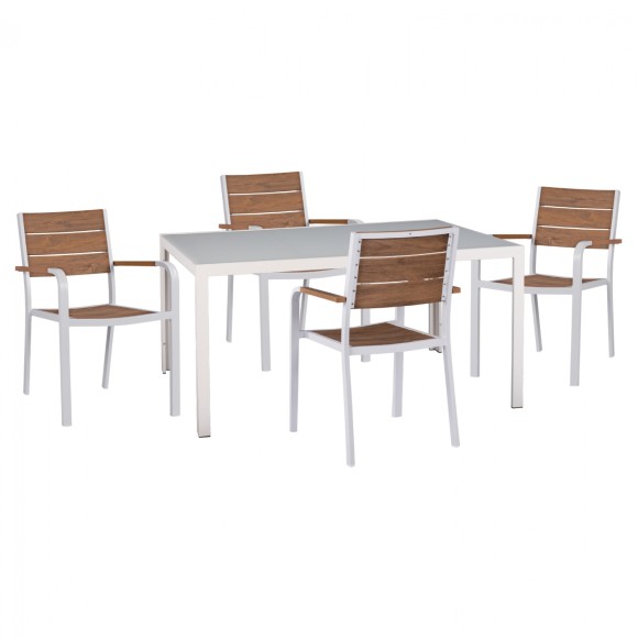 ΣΕΤ ΤΡΑΠΕΖΑΡΙΑΣ 5ΤΜΧ ΤΡΑΠ. 150Χ90 & ΠΟΛ/ΝΕΣ ΑΛΟΥΜΙΝΙΟΥ ΜΕ POLYWOOD ΛΕΥΚΕΣ FB911706.01