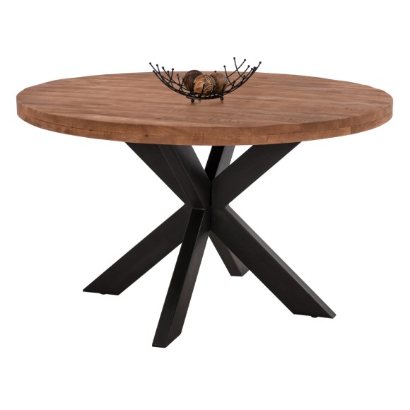 ΤΡΑΠΕΖΙ ΣΤΡΟΓΓΥΛΟ ΑΠΟ ΜΑΣΙΦ ΞΥΛΟ MANGO ΠΑΧΟΥΣ 6εκ. FB8484.11 Φ130Χ78Υ εκ.