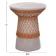 ΒΟΗΘΗΤΙΚΟ ΤΡΑΠΕΖΙ ΣΤΡΟΓΓΥΛΟ DELIA FB918167.03 FIBER CEMENT ΓΚΡΙ & RATTAN Φ40x45Υεκ