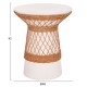 ΒΟΗΘΗΤΙΚΟ ΤΡΑΠΕΖΙ ΣΤΡΟΓΓΥΛΟ FB918167.02 FIBER CEMENT ΛΕΥΚΟ & RATTAN Φ40x45Υεκ
