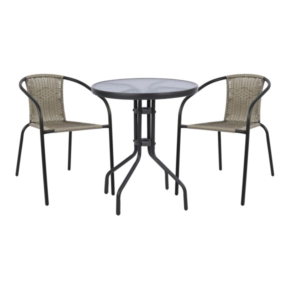 ΣΕΤ ΕΞΩΤ.ΧΩΡΟΥ 3ΤΜΧ FB921110 ΤΡΑΠΕΖΙ ΜΕ 2 ΠΟΛΥΘΡΟΝΕΣ- ΓΚΡΙ ΧΡΩΜΑ