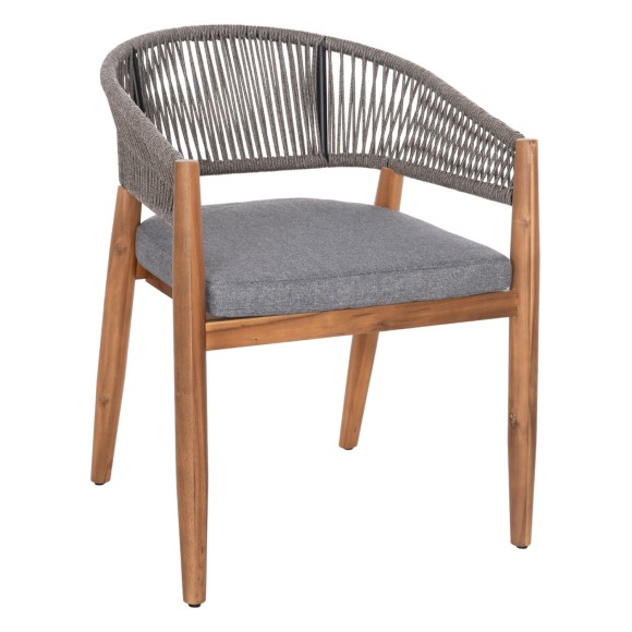 ΠΟΛΥΘΡΟΝΑ FB96135.01 ΞΥΛΟ ΑΚΑΚΙΑΣ ΦΥΣΙΚΟ-ΣΧΟΙΝΙ NYLON ΓΚΡΙ 59x58x76Υεκ. - 4τμχ