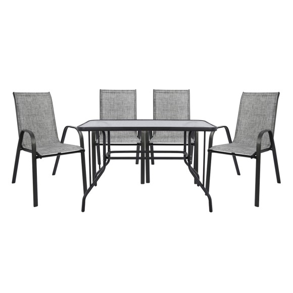 ΣΕΤ ΤΡΑΠΕΖΑΡΙΑΣ 5ΤΜΧ FB95193.01 ΜΕΤΑΛΛΙΚΗ ΜΕ 4 ΚΑΡΕΚΛΕΣ & ΤΡΑΠΕΖΙ 110x60 ΓΚΡΙ