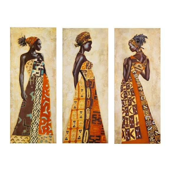 ΠΙΝΑΚΑΣ ΤΡΙΠΤΥΧΟ MDF AFRICAN STYLE WOMEN FB97204.03 60X0,3X50 εκ.
