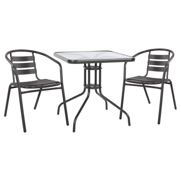 ΣΕΤ 3ΤΜΧ ΜΕ ΤΡΑΠΕΖΙ 70Χ70Χ72Υ & ΠΟΛΥΘΡΟΝΕΣ ΓΚΡΙ ΧΡΩΜΑ FB910469