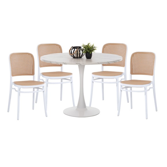 ΣΕΤ ΤΡΑΠΕΖΑΡΙΑΣ 5ΤΜΧ FB911911 ΜΕ ΣΤΡΟΓΓΥΛΟ ΤΡΑΠΕΖΙ ΚΑΙ ΚΑΡΕΚΛΕΣ ΠΟΛΥΠΡΟΠΥΛΕΝΙΟΥ