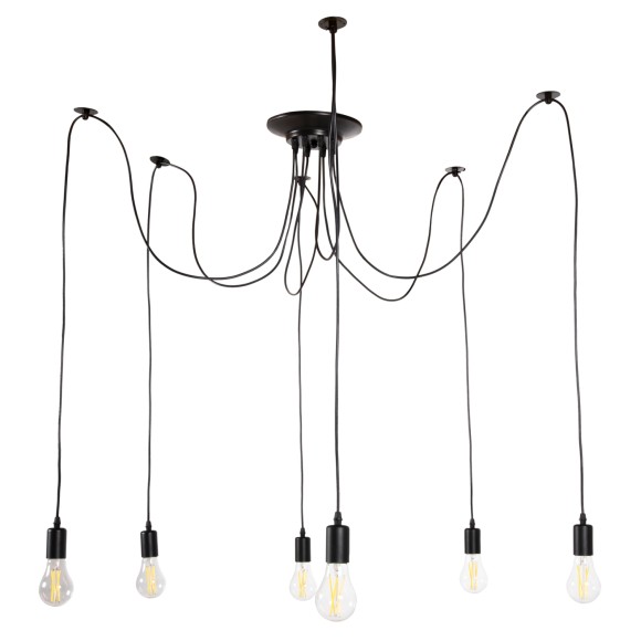 ΦΩΤΙΣΤΙΚΟ ΟΡΟΦΗΣ ΚΡΕΜΑΣΤΟ 6-ΦΩΤΟ FB94175 ΜΑΥΡΟ ΜΕΤΑΛΛΙΚΟ-ΜΑΥΡΑ ΚΑΛΩΔΙΑ Φ100x180Υ