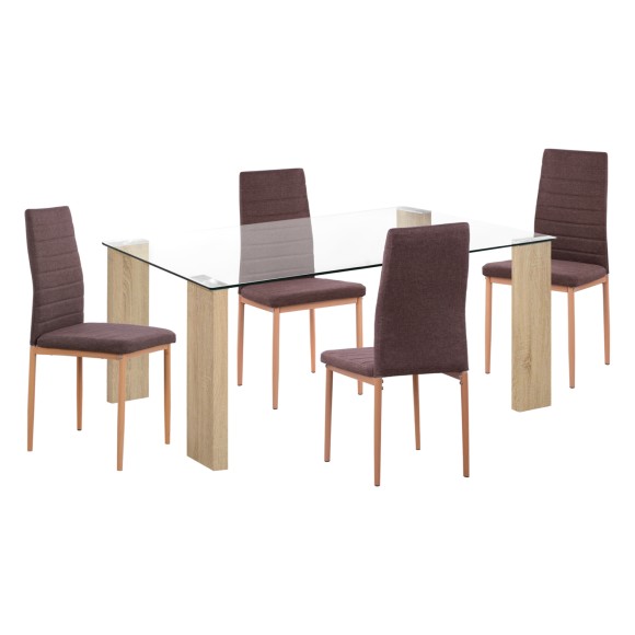 ΣΕΤ ΤΡΑΠΕΖΑΡΙΑΣ 5ΤΜΧ FB911595 ΓΥΑΛΙ--ΜΕΤΑΛΛΟ--MDF ΣΕ SONAMA & ΚΑΦΕ ΥΦΑΣΜΑ