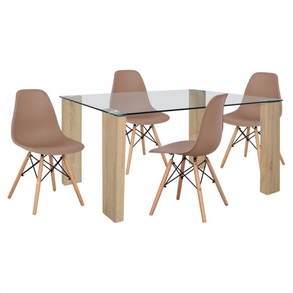 ΣΕΤ ΤΡΑΠΕΖΑΡΙΑ 5ΤΜΧ ΜΕ ΤΡΑΠΕΖΙ 140Χ80X75 & ΚΑΡΕΚΛΕΣ ΚΑΠΟΥΤΣΙΝΟ FB911406