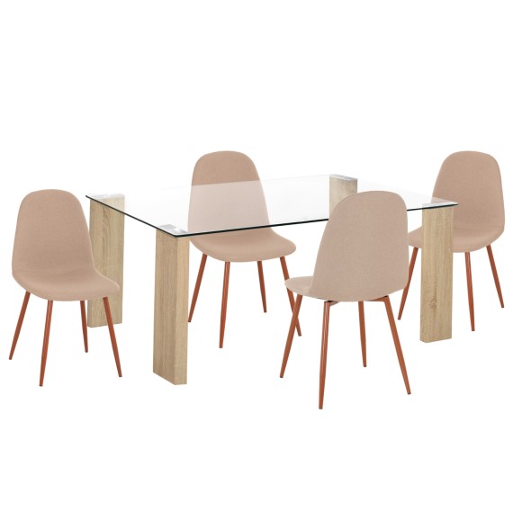 ΣΕΤ ΤΡΑΠΕΖΑΡΙΑΣ 5ΤΜΧ FB921270.01 ΤΡΑΠΕΖΙ & 4 ΚΑΡΕΚΛΕΣ - ΜΠΕΖ ΥΦΑΣΜΑ