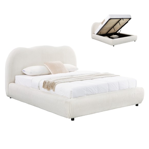 ΚΡΕΒΑΤΙ ΜΕ ΑΠΟΘ.ΧΩΡΟ FB9729.03 ΜΠΕΖ FAUX FUR ΥΦΑΣΜΑ--ΓΙΑ ΣΤΡΩΜΑ 160x200εκ