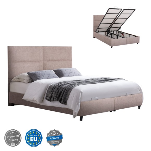 ΚΡΕΒΑΤΙ ΜΕ ΑΠΟΘ.ΧΩΡΟ FB9738.22 ΜΠΕΖ TEDDY ΥΦΑΣΜΑ ΓΙΑ ΣΤΡΩΜΑ 140x200εκ