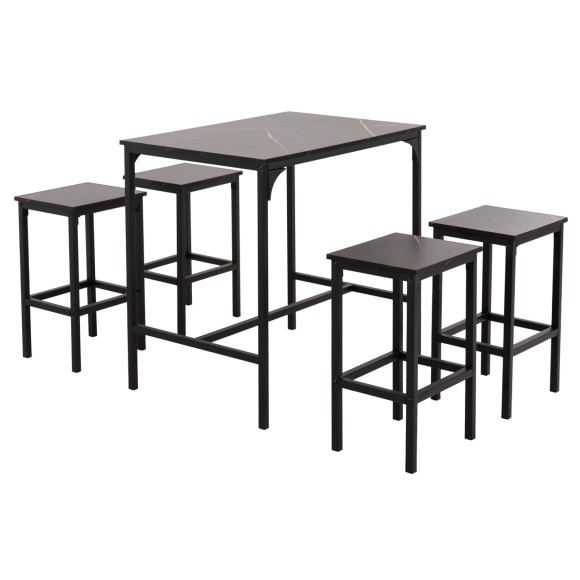 ΣΕΤ ΤΡΑΠΕΖΑΡΙΑ ΜΠΑΡ 5ΤΜΧ FB99882.13 ΜΑΥΡΟ ΜΕΤΑΛΛΟ-ΜΕΛΑΜΙΝΗ ΜΑΥΡΟ ΜΑΡΜΑΡΟ