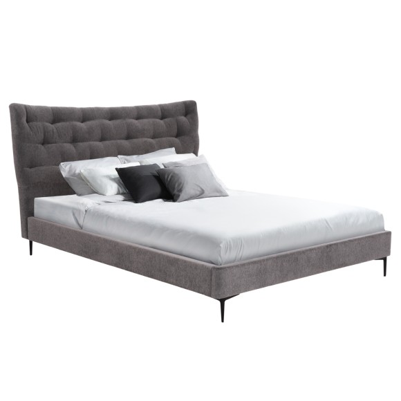 ΚΡΕΒΑΤΙ ΔΙΠΛΟ FB9737.01 ΥΦΑΣΜΑ ΣΕ ΓΚΡΙ--ΓΙΑ ΣΤΡΩΜΑ 160x200εκ.