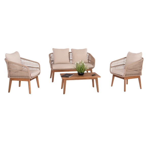 ΣΕΤ ΣΑΛΟΝΙ ΕΞ.ΧΩΡΟΥ 4ΤΜΧ FB96231 ΞΥΛΟ ΑΚΑΚΙΑΣ-ΜΕΤΑΛΛΟ-ΣΧΟΙΝΙ