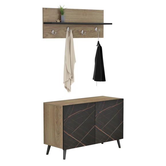 ΕΠΙΠΛΟ ΕΙΣΟΔΟΥ FB98876.12 ΜΕΛΑΜΙΝΗ ΣΕ ΦΥΣΙΚΟ-ΜΑΥΡΟ ΜΑΡΜΑΡΟ 80x31.5x52Yεκ