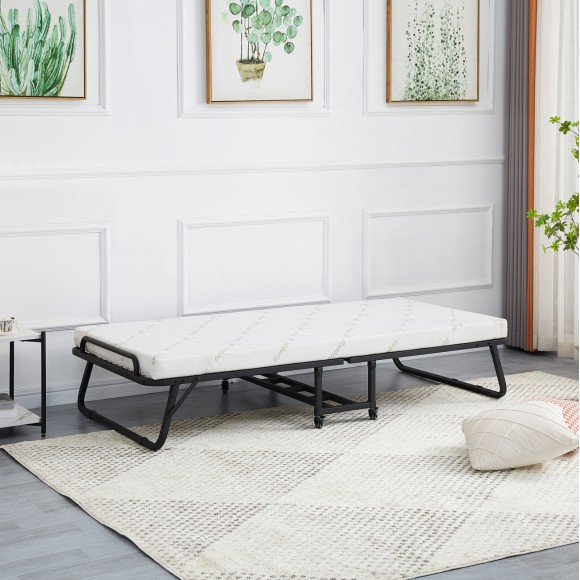 ΚΡΕΒΑΤΙ-ΡΑΝΤΖΟ ΜΕ ΣΤΡΩΜΑ FB9691.01 ΜΕΤΑΛΛΙΚΟ ΜΑΥΡΟ ΜΑΤ 190x76x30Υεκ.