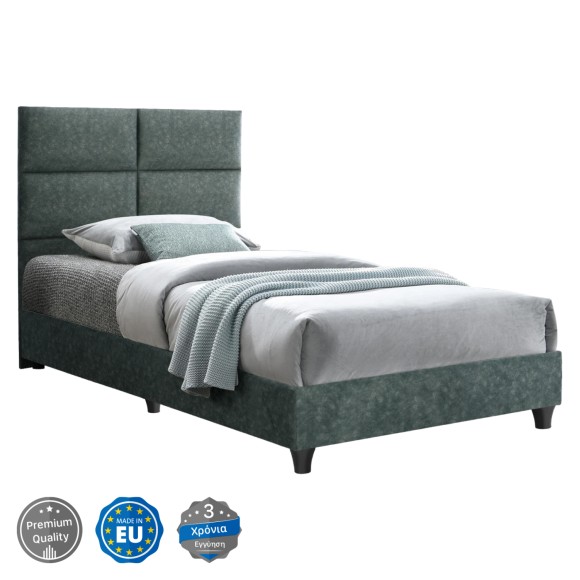 ΚΡΕΒΑΤΙ ΑΠΟ ΠΡΑΣΙΝΟ ΥΦΑΣΜΑ τύπου NUBUCK, FB9647.27 ΓΙΑ ΣΤΡΩΜΑ 120x200 εκ.