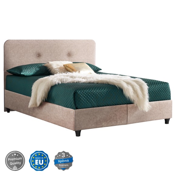 ΚΡΕΒΑΤΙ FB9637.22, ΜΠΕΖ ΥΦΑΣΜΑ τ.NUBUCK, 150x200 εκ.