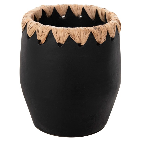 ΔΙΑΚΟΣΜΗΤΙΚΟ ΒΑΖΟ FB94368 ΤΕΡΑΚΟΤΑ ΣΕ ΜΑΥΡΟ ΜΕ ΠΛΕΞΗ ΨΑΘΑΣ ΣΤΟ ΣΤΟΜΙΟ Φ13x16Υεκ.