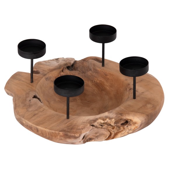 ΕΠΙΤΡΑΠΕΖΙΟ ΚΗΡΟΠΗΓΙΟ/BOWL FB94390 ΞΥΛΟ ΤΕΑΚ-ΜΕΤΑΛΛΟ 30x30x7-15Υεκ.