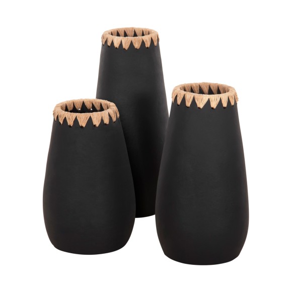 ΣΕΤ 3ΤΜΧ ΔΙΑΚΟΣΜΗΤΙΚΑ ΒΑΖΑ FB94372 ΤΕΡΑΚΟΤΑ ΣΕ ΜΑΥΡΟ ΜΕ ΠΛΕΞΗ ΨΑΘΑΣ ΣΤΟ ΣΤΟΜΙΟ