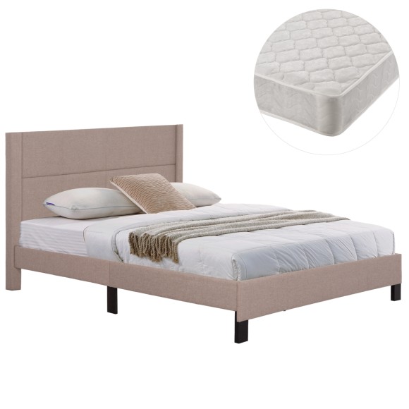 ΚΡΕΒΑΤΙ ΔΙΠΛΟ & ΣΤΡΩΜA FB921202.15 ΜΠΕΖ ΥΦΑΣΜΑ--ΓΙΑ 160x200εκ