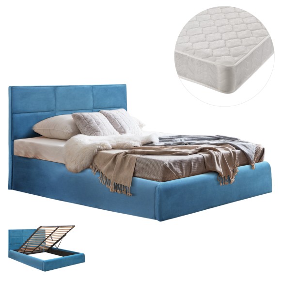 ΚΡΕΒΑΤΙ ΔΙΠΛΟ & ΣΤΡΩΜΑ FB921272.04 ΠΕΤΡΟΛ ΒΕΛΟΥΔΟ ΜΕ ΑΠΟΘ.ΧΩΡΟ--ΓΙΑ 160x200εκ