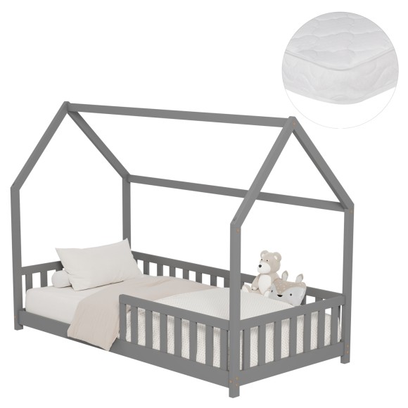 ΚΡΕΒΑΤΙ ΠΑΙΔΙΚΟ ΜΕ ΣΤΡΩΜΑ FB921304.02 ΞΥΛΟ ΠΕΥΚΟΥ ΣΕ ΓΚΡΙ--ΣΤΡΩΜΑ 90x190εκ