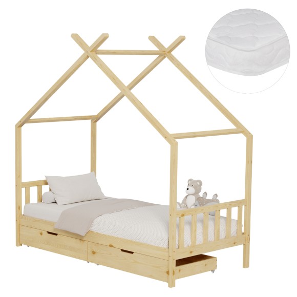 ΚΡΕΒΑΤΙ ΠΑΙΔΙΚΟ ΜΕ ΣΤΡΩΜΑ FB921305 ΞΥΛΟ ΠΕΥΚΟΥ ΣΕ ΦΥΣΙΚΟ--ΣΤΡΩΜΑ 90x190εκ