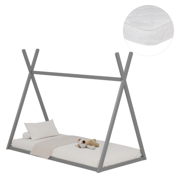 ΚΡΕΒΑΤΙ ΠΑΙΔΙΚΟ ΜΕ ΣΤΡΩΜΑ FB921306.02 ΞΥΛΟ ΠΕΥΚΟΥ ΣΕ ΓΚΡΙ--ΣΤΡΩΜΑ 90x190εκ