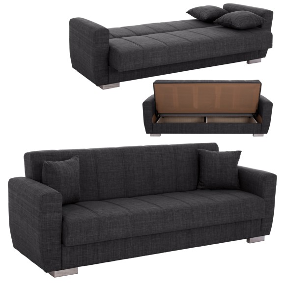 ΚΑΝΑΠΕΣ ΚΡΕΒΑΤΙ ΤΡΙΘΕΣΙΟΣ FB93240.03 ΓΚΡΙ 215x85x76Υ εκ.