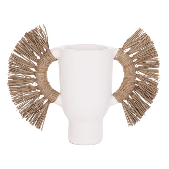 ΕΠΙΤΡΑΠΕΖΙΟ ΔΙΑΚΟΣΜΗΤΙΚΟ ΒΑΖΟ FB94668.02S ΛΕΥΚΗ ΤΕΡΑΚΟΤΑ & GRASS--55x19x34Υεκ